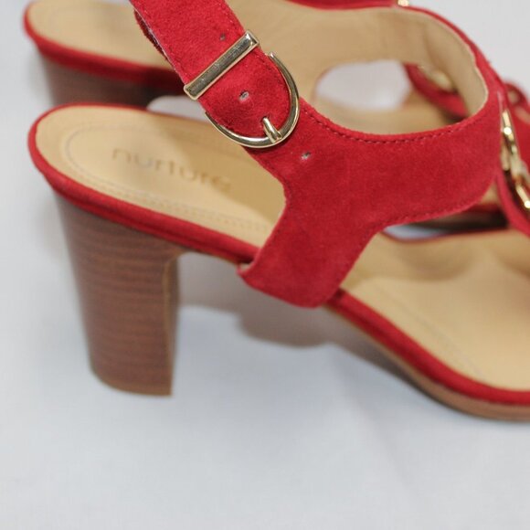 Nurture Lenna Red Suede Leather Sandals - Picture 7 of 9